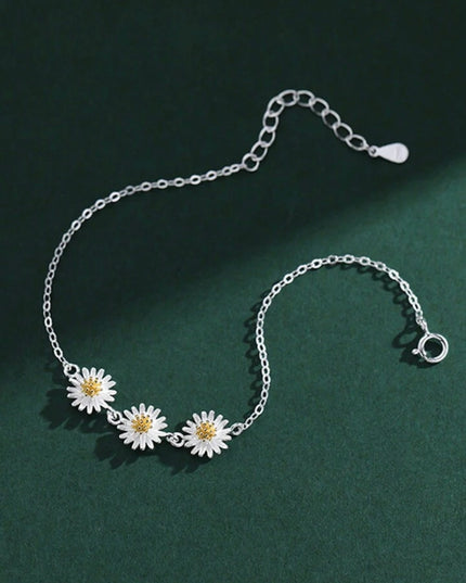 Elegante Brazalete de Flor Plata de ley 925