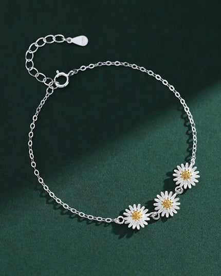 Elegante Brazalete de Flor Plata de ley 925