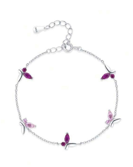 Pulsera Plata 925 Mariposa Rosa Dulce
