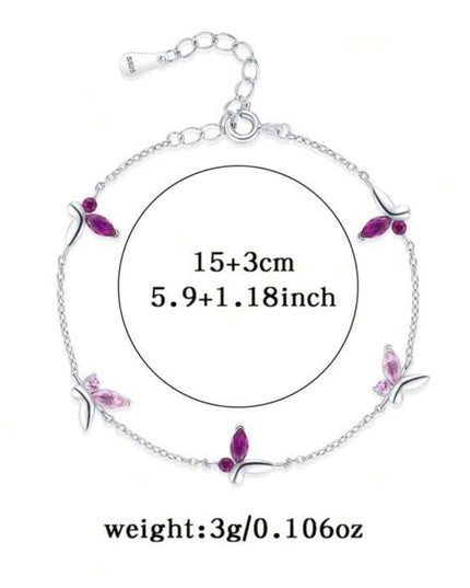 Pulsera Plata 925 Mariposa Rosa Dulce