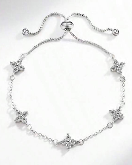 Pulsera Flor de Trébol De La Suerte Plata 925