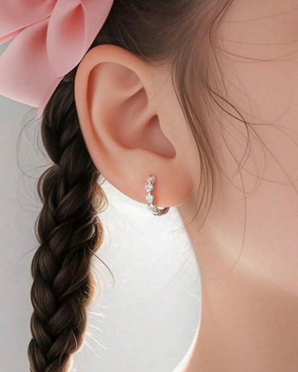 Pendientes Aros Pequeños Forma de Corazones Plata 925