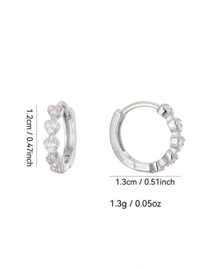 Pendientes Aros Pequeños Forma de Corazones Plata 925