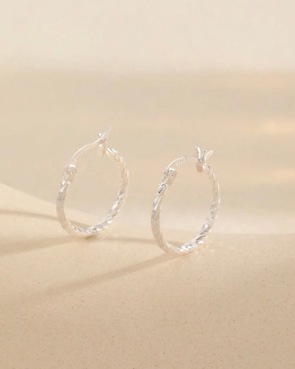 Aretes de Aro Retorcido Geométrico Plata de ley S925