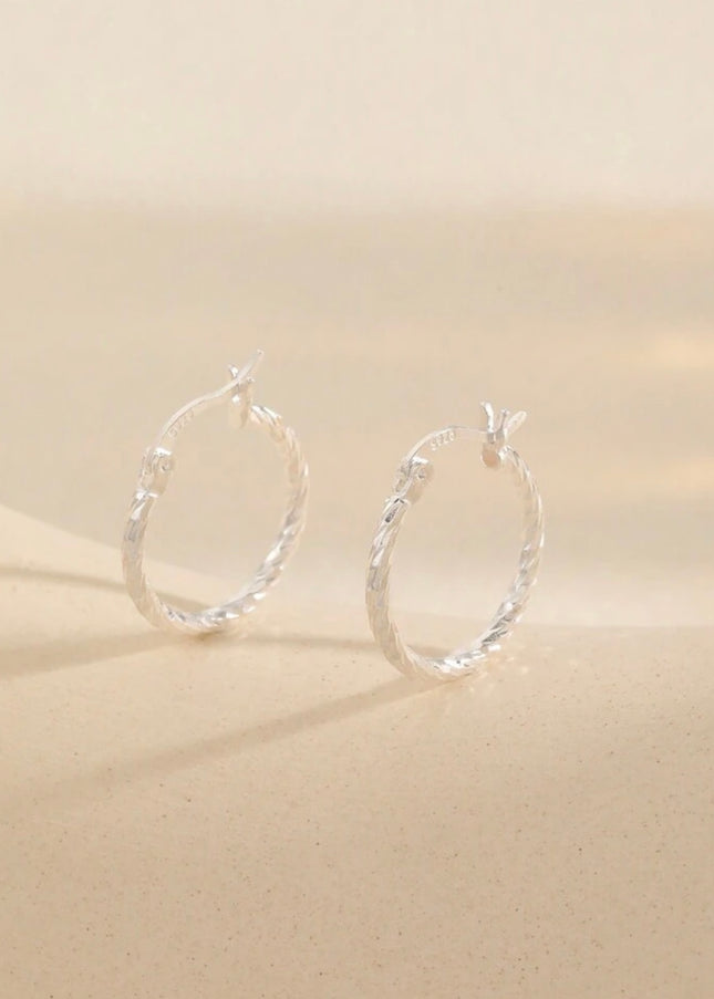 Aretes de Aro Retorcido Geométrico Plata de ley S925