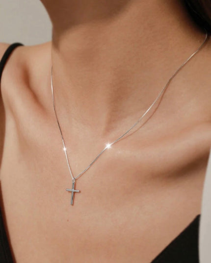Collar De Cruz Plata de Ley S925