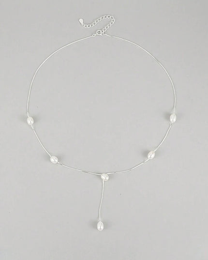 Collar Coreano con Perla Natural de Agua Dulce Plata de ley S925