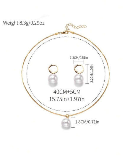 Set 3 Piezas Collar y Pendientes de Perlas