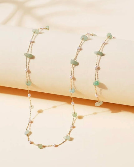 Set 2 Piezas Collar y Pulsera Piedras Verdes