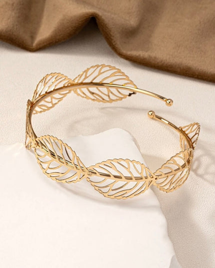 Pulsera Dorada Abierta de Hojas