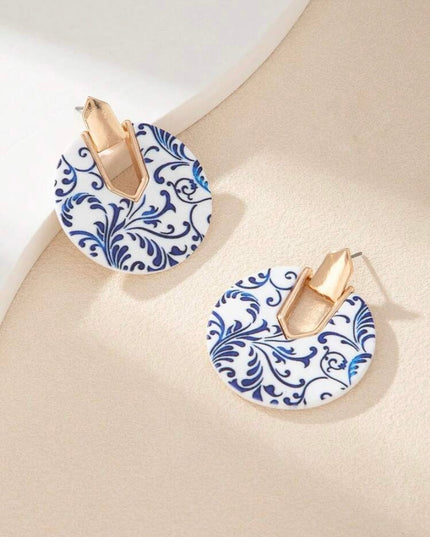Pendientes Circulares Estilo Porcelana