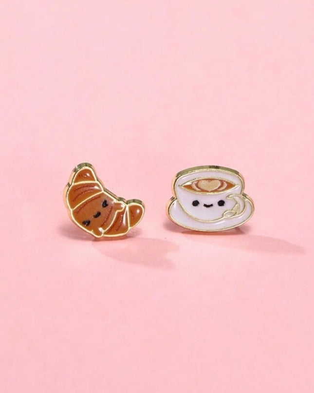 Pendientes Cortos Café y Croissant