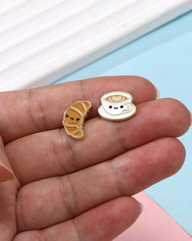 Pendientes Cortos Café y Croissant