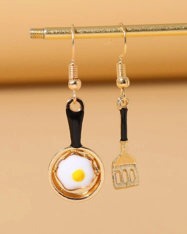 Aretes Sartén Huevo y Espátula