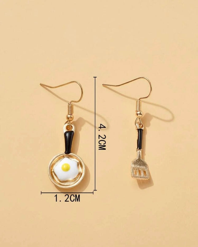 Aretes Sartén Huevo y Espátula