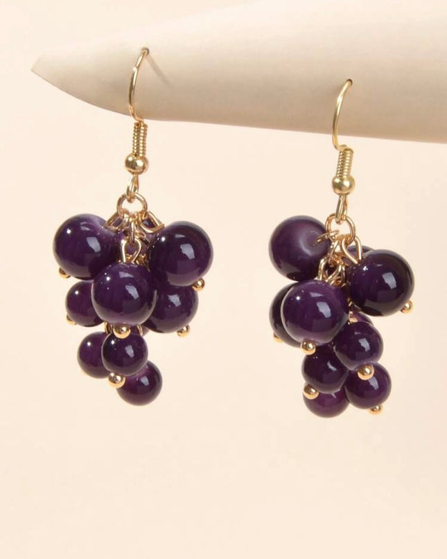 Aretes Colgantes Uvas Morada