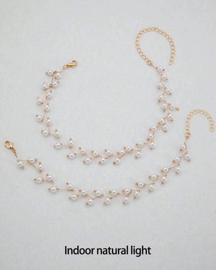Collar y Pulsera Perlas Blancas