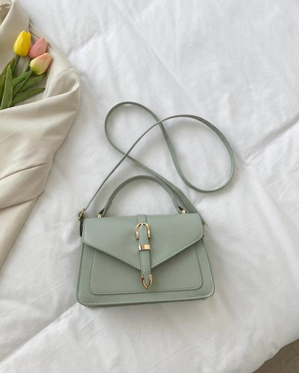 Bolso Verde Oliva cuadrado, informal con hebilla y solapa