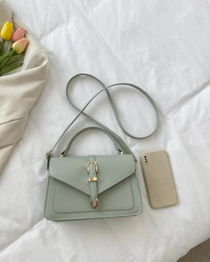 Bolso Verde Oliva cuadrado, informal con hebilla y solapa