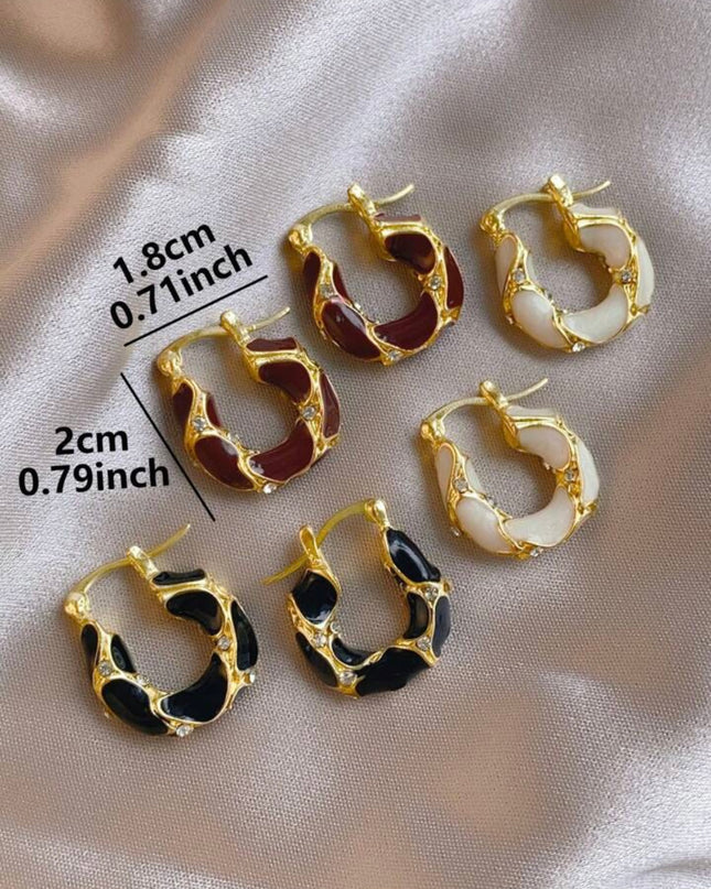 Set 3 Pendientes Elegantes y Vintage Diseño Vidrio Esmaltado