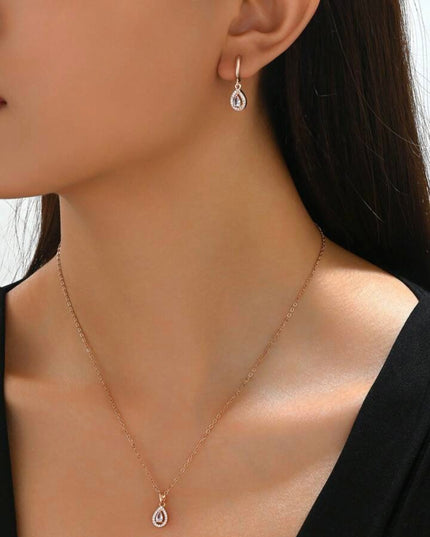 Juego de Pendientes y Collar de Zirconia Cúbica forma de gota