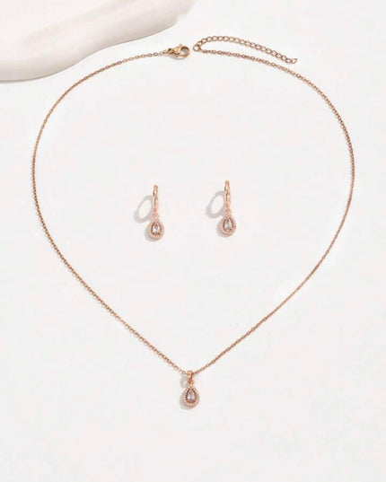 Juego de Pendientes y Collar de Zirconia Cúbica forma de gota