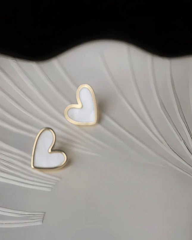 Conjunto de Joyas Aretes y Collar con forma de Corazón