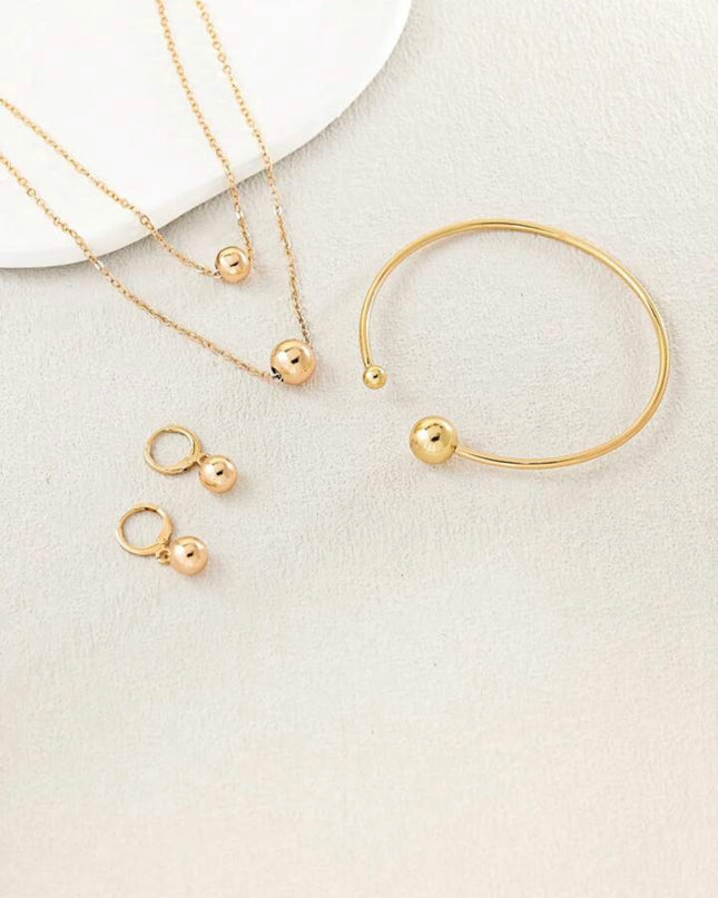 Conjunto de collar, pulsera y aretes Diseño de Esferas