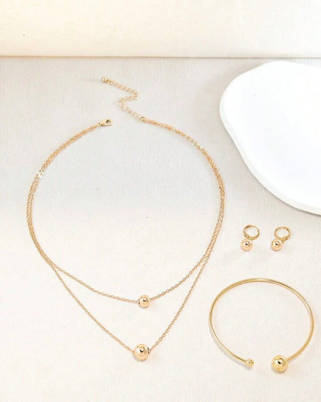 Conjunto de collar, pulsera y aretes Diseño de Esferas