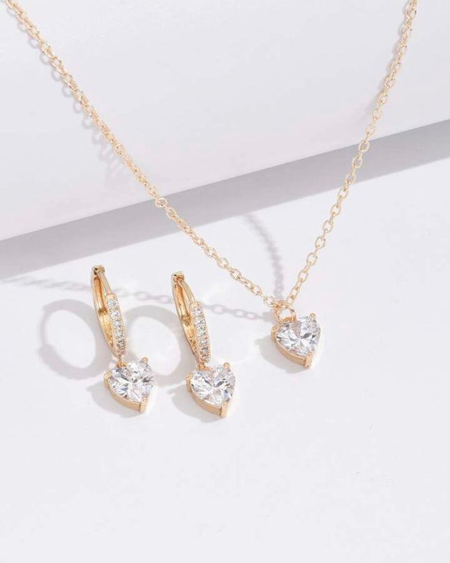 Juego de 3 piezas diseño de Corazón Circonita Cúbica