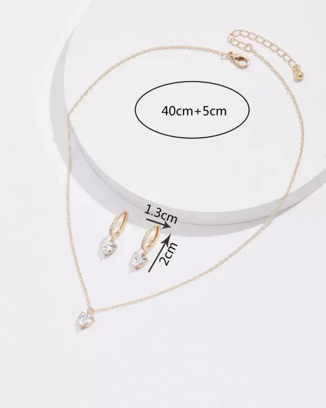 Juego de 3 piezas diseño de Corazón Circonita Cúbica