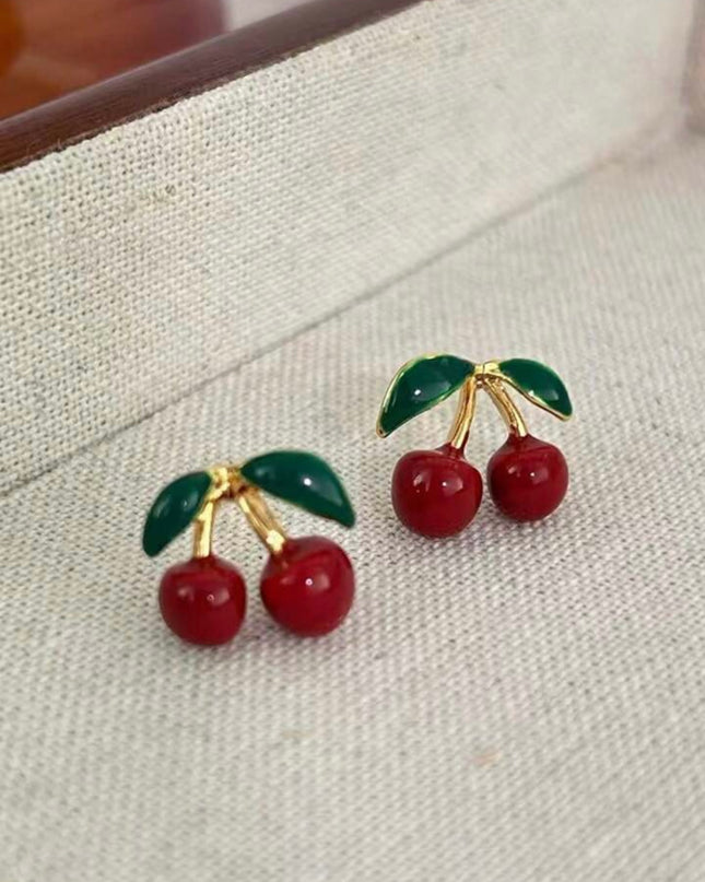 Pendientes de Cereza tipo botón Rojo Dulce