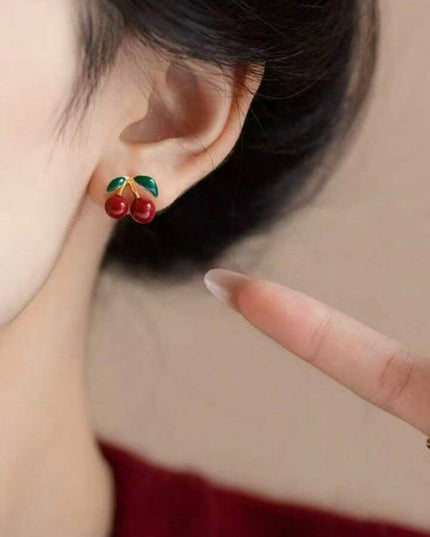 Pendientes de Cereza tipo botón Rojo Dulce