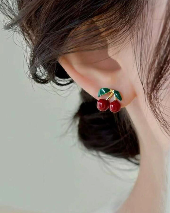 Pendientes de Cereza tipo botón Rojo Dulce