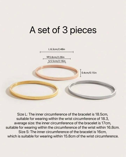 Set 3 pulseras de Acero Inoxidable Diseño Simple