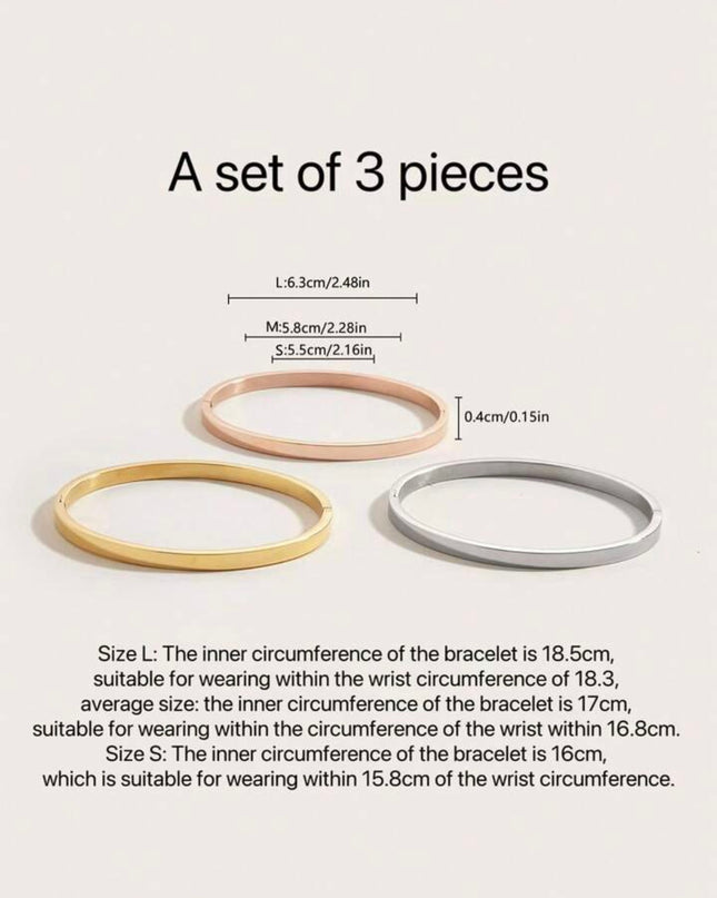 Set 3 pulseras de Acero Inoxidable Diseño Simple