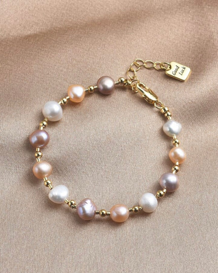 Pulsera de Perla Natural Tonos Rosados