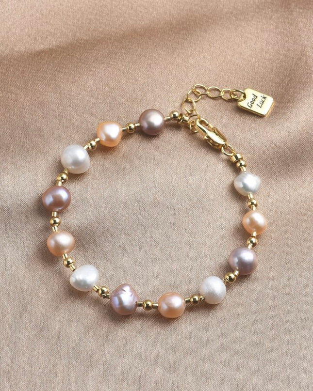 Pulsera de Perla Natural Tonos Rosados