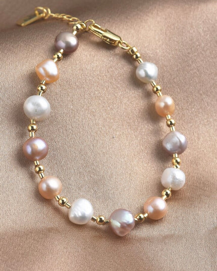 Pulsera de Perla Natural Tonos Rosados