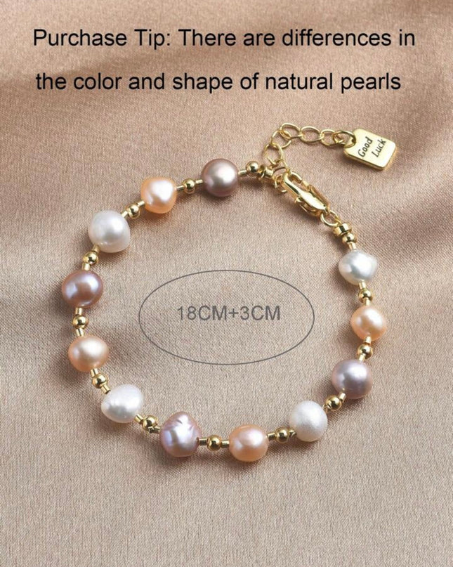 Pulsera de Perla Natural Tonos Rosados