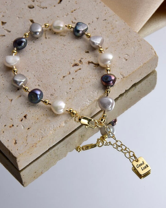 Pulsera de Perla Natural Tonos Azules