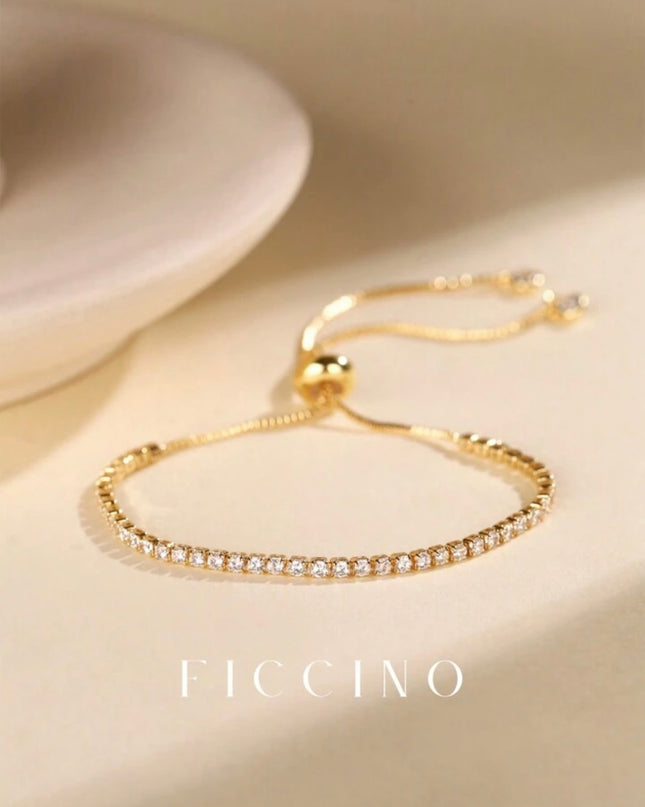 Pulsera Dorada con Incrustaciones de Circonita y Cúbica