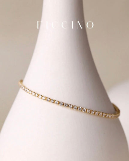 Pulsera Dorada con Incrustaciones de Circonita y Cúbica