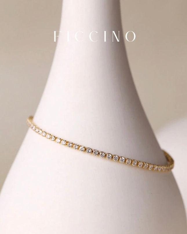 Pulsera Dorada con Incrustaciones de Circonita y Cúbica