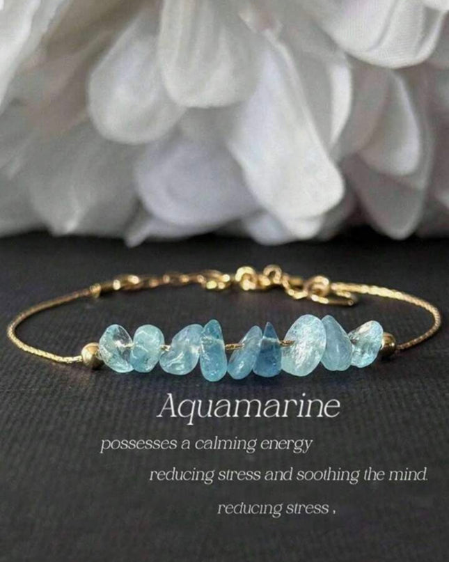 Pulsera de Aguamarina hecha de Cristal de Piedra Natural