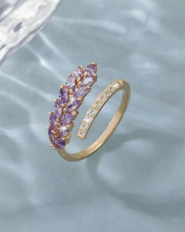 Anillo abierto Morado de doble de circonita