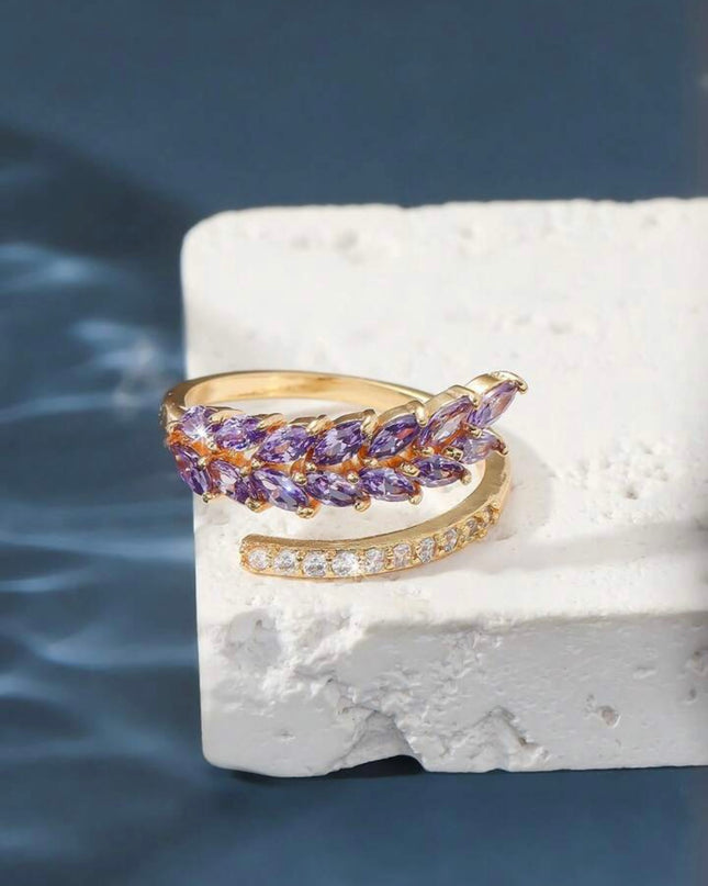 Anillo abierto Morado de doble de circonita