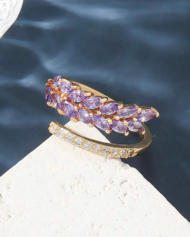 Anillo abierto Morado de doble de circonita