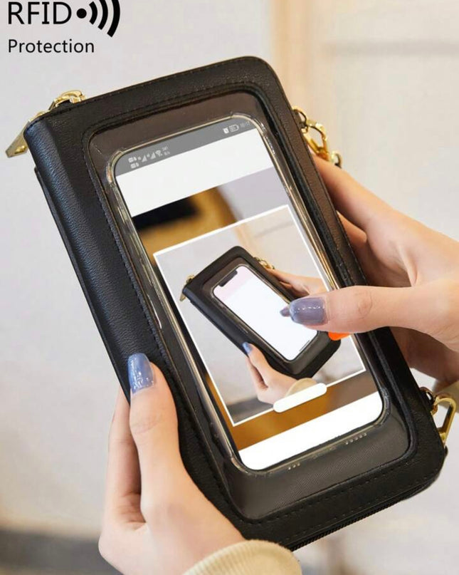 Billetera Cruzada para teléfono con correa de muñeca y de hombro ajustable