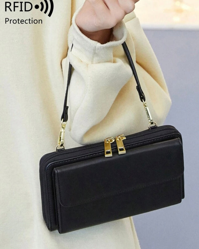 Billetera Cruzada para teléfono con correa de muñeca y de hombro ajustable